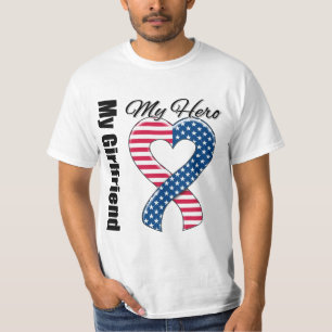 Camiseta Meu namorada minha fita patriótica dos EUA do