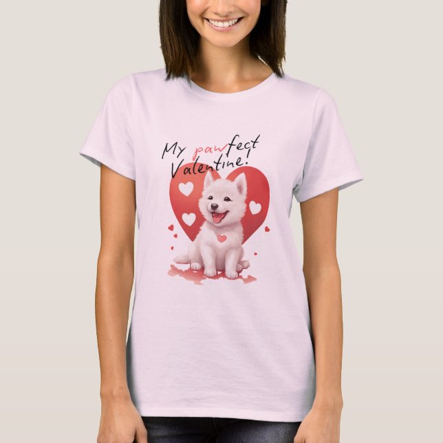 Camiseta Meu Namorados Pawfect - Puppy branco bonito (Frente)