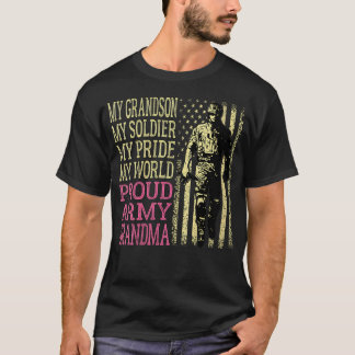 Camiseta Meu neto Meu Soldado Herói Orgulhosa Avó do Exérci