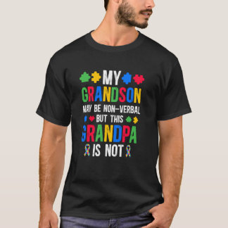 Camiseta Meu neto orgulhoso autismo avô guerreiro do autism