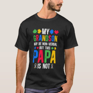 Camiseta Meu neto orgulhoso autismo papai guerreiro do auti