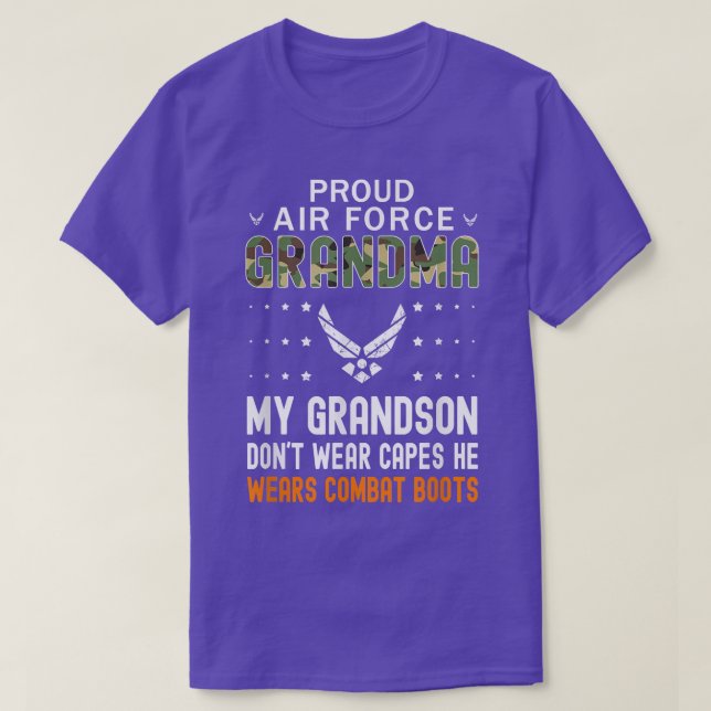 Camiseta Meu neto Veste Combate BotasOrgulho da Força Aérea (Frente do Design)