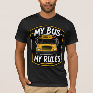 Camiseta Meu Ônibus Minhas Regras Crachá de Vista Frontal d