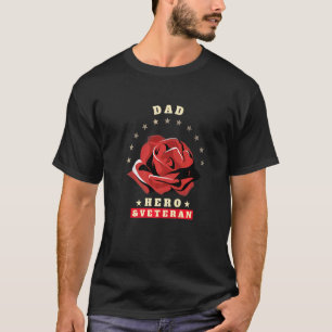 Camiseta Meu Pai de herói Veteran USA Rosas Amor Honra Resp