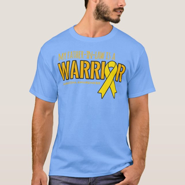 Camiseta Meu pai é um guerreiro Sarcoma Ribbon vinta (Frente)