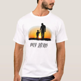 Camiseta Meu Pai Herói | Padre & Child Sunset Silhouette