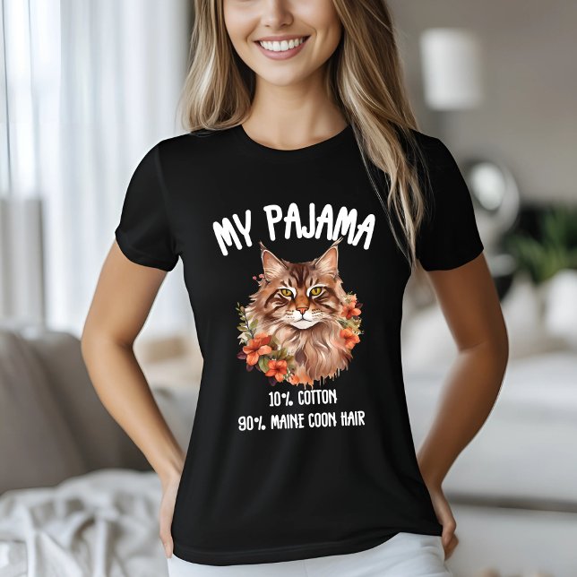 Camiseta Meu Pajama Maine Coon Floral (Criador carregado)