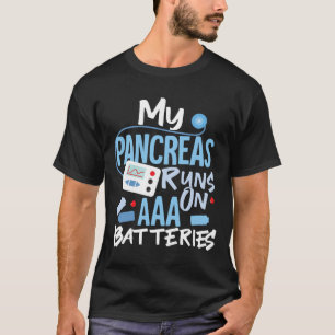 Camiseta Meu Pancreino Funciona Em Baterias AAA Tipo 1 Diab