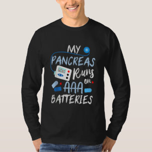 Camiseta Meu Pancreino Funciona Em Baterias AAA Tipo 1 Diab