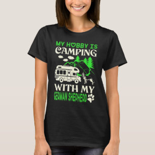 Camiseta Meu passatempo é acampar com meu German shepherd