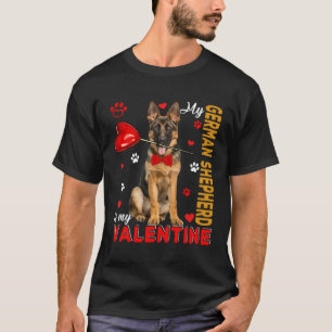 Camiseta Meu pastor alemão é meu valentim cachorro fofo seg