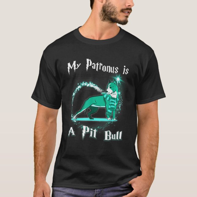 Camiseta Meu Patronus é um Cachorro Pit Bull Alavanca T-Shi (Frente)