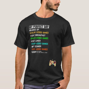 Camiseta Meu perfeito dia de jogos Engraçado videogame para