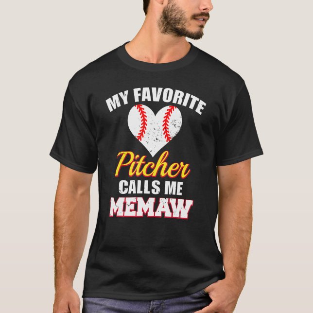 Camiseta Meu Pitcher Favorito Me Chama De Pitcher De Memaw (Frente)