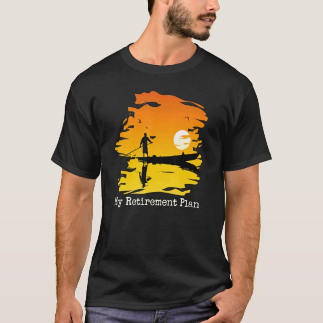 Camiseta Meu Plano de Retirada Reflexão do Lago Sunset Barc (Frente)