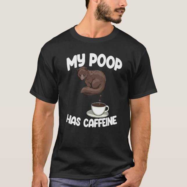 Camiseta Meu Poop Tem Caffinho Engraçado Mulheres Cafés Cat (Frente)