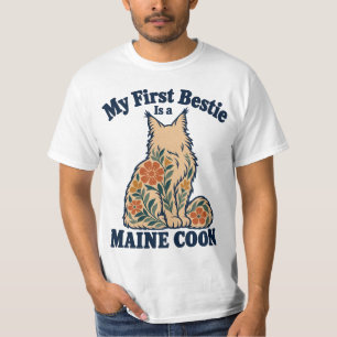 Camiseta Meu Primeiro Amigo Maine Coon Creme Floral Boho Ga
