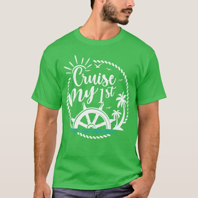 Camiseta Meu primeiro Cruise Férias Familiares Engraçado Pr (Frente)