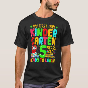 Camiseta Meu primeiro dia de jardim de infância, estou 5 an