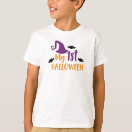 Camiseta Meu Primeiro Halloween, Chapéu de Bruxas, Chapéu P