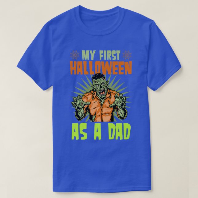 Camiseta Meu Primeiro Halloween Como Pai Monstro De Gravide (Frente do Design)