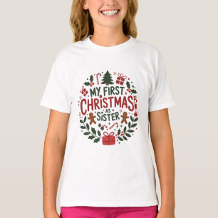 Camiseta Meu Primeiro Natal Como Irmã Família Correspondênc