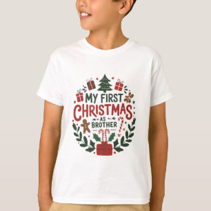 Camiseta Meu Primeiro Natal Como Irmão Família Corresponden