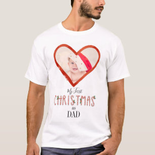 Camiseta Meu Primeiro Natal Como Pai Amor Foto De Bebê De 
