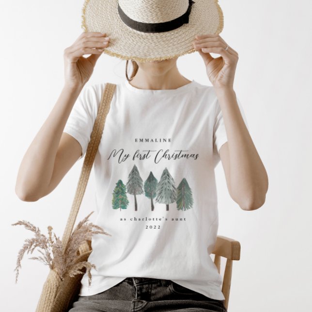 Camiseta Meu Primeiro Natal como tia (Criador carregado)