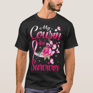 Camiseta Meu Primo É Um Cancer De Mama De Borboleta Sobrevi