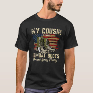 Camiseta Meu primo Veste Combate Boots Orgulhosos Vet Famil