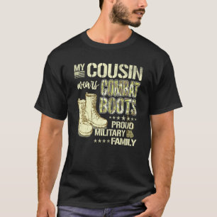 Camiseta Meu Primo Veste Combate Dog tags De Botas Orgulhos