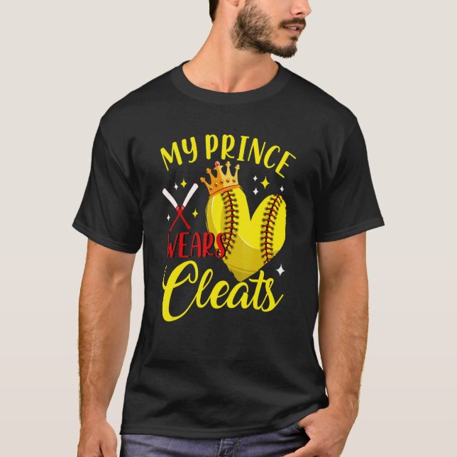 Camiseta Meu Príncipe Veste Limpa Softball Filho Mães Pai (Frente)