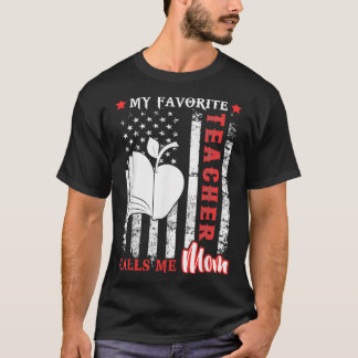 Camiseta Meu professor favorito me chama Mãe EUA Bandeira M