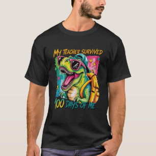 Camiseta Meu Professor Sobreviveu 100 Dias de Mim Funny Din