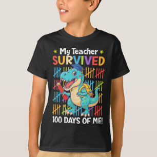 Camiseta Meu Professor Sobreviveu 100 Dias Dinossauro 100º