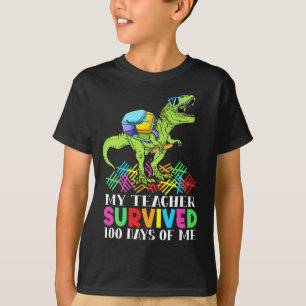 Camiseta Meu Professor Sobreviveu A 100 Dias De Mim Dinossa