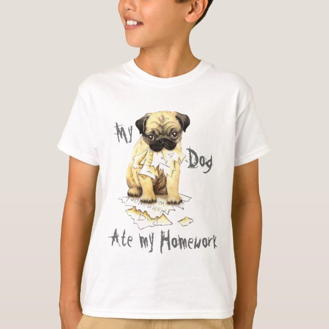 Camiseta Meu Pug comeu meus trabalhos de casa (Frente)