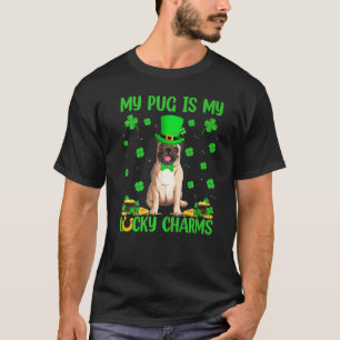 Camiseta Meu Pug é Meu Pug Charms Sortudo Dia de São Patríc