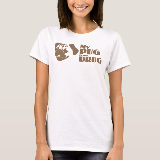 Camiseta Meu Pug é minha camisola de alças da droga (Frente)