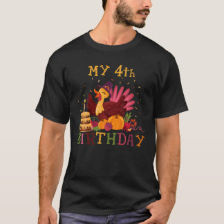 Camiseta Meu Quarto Aniversário, Ação De Graças À Turquia, 