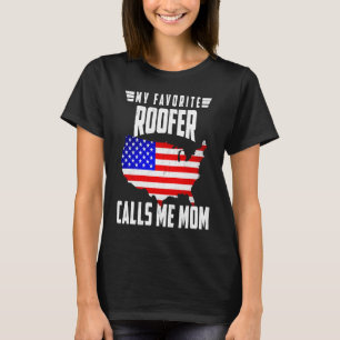 Camiseta Meu Roofer Favorito Me Chama Mãe América Bandeira