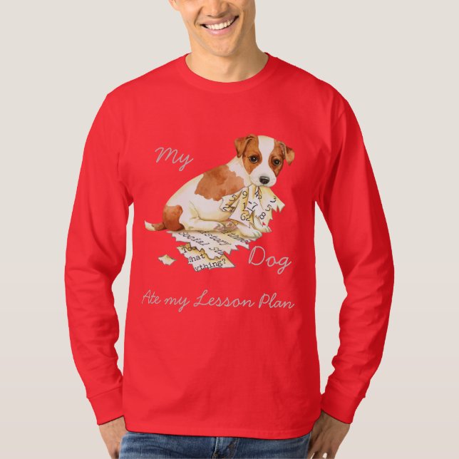 Camiseta Meu Russell Terrier comeu meu plano de aula (Frente)