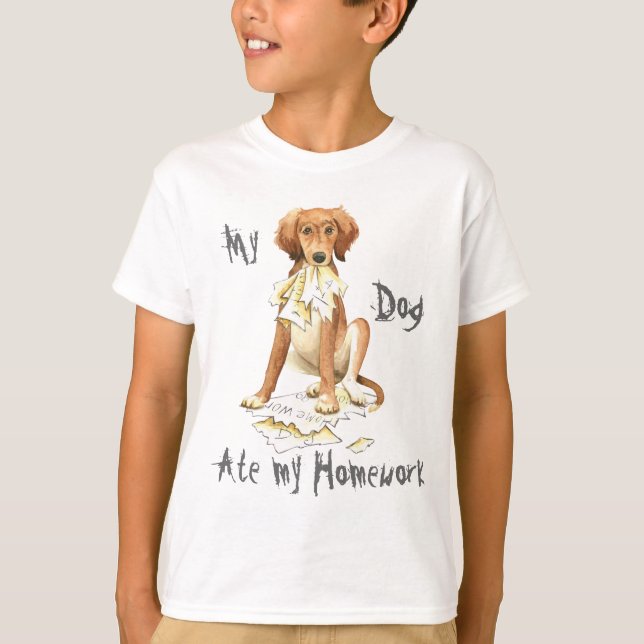 Camiseta Meu Saluki Comeu minha Homework (Frente)