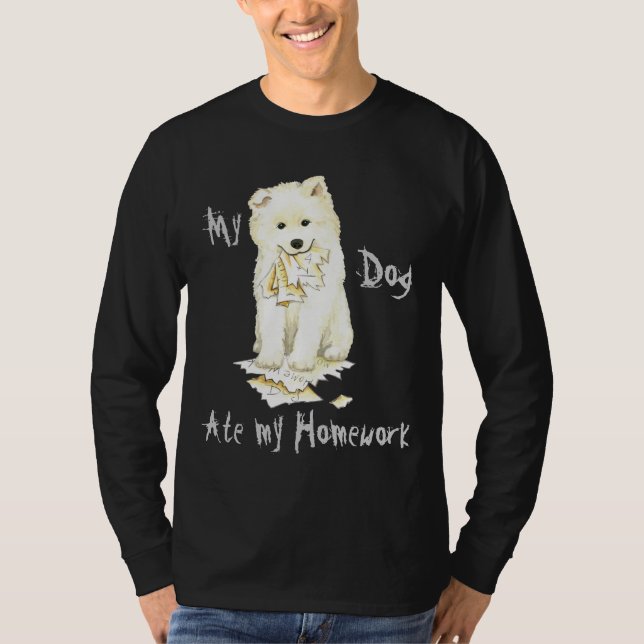 Camiseta Meu Samoyed Comeu Meu Trabalho De Casa (Frente)