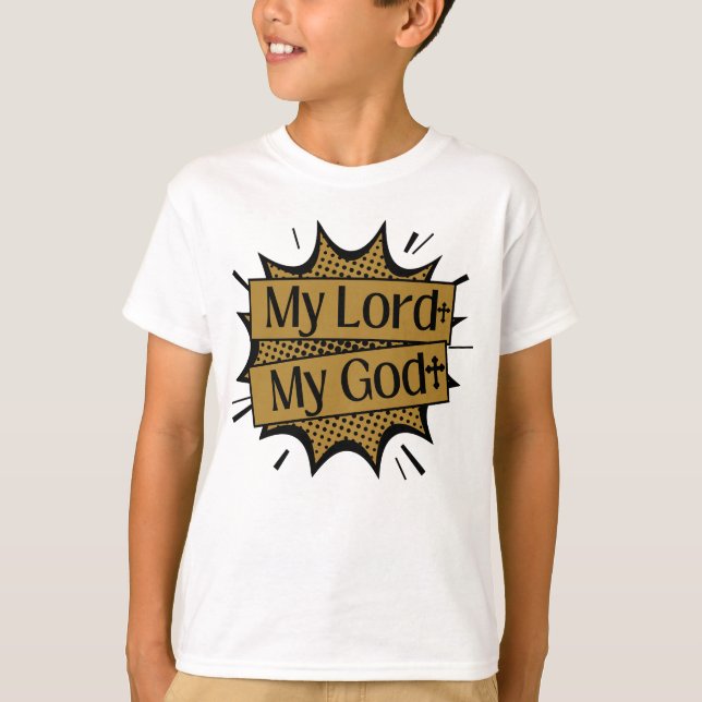 Camiseta Meu Senhor Meu Deus, Menino da Cruz Bíblica (Frente)