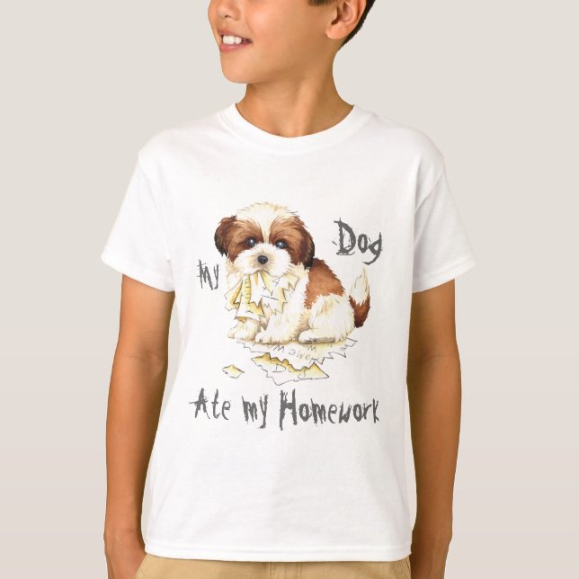 Camiseta Meu Shih Tzu Comeu minha Homework (Frente)