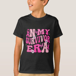 Camiseta Meu Sobrevivente Era Cor-de-rosa Cancer Retro Brea