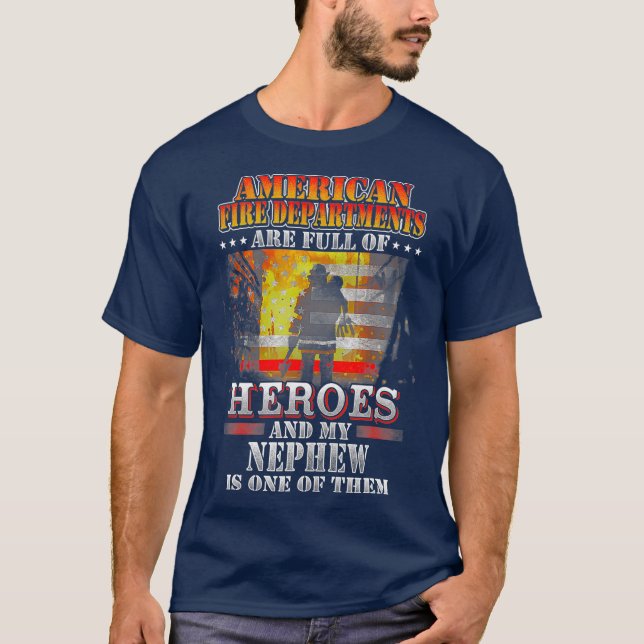 Camiseta Meu Sobrinho É Um Dos Heróis Bombeiros Orgulhosos (Frente)