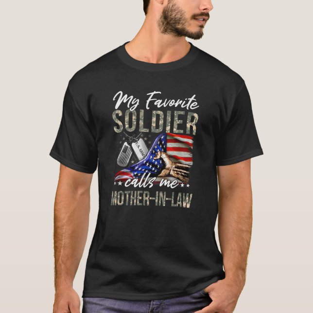 Camiseta Meu soldado favorito me chama de mãe do exército (Frente)